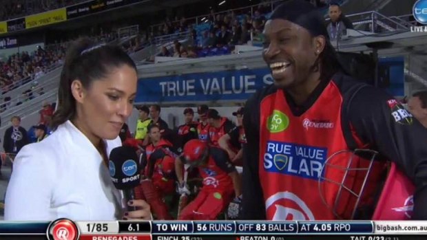 Uncomfortable exchange: Mel McLaughlin's interview with Chris Gayle.