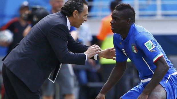 Mario Balotelli was hauled off at half-time by Italy's coach Cesare Prandelli.