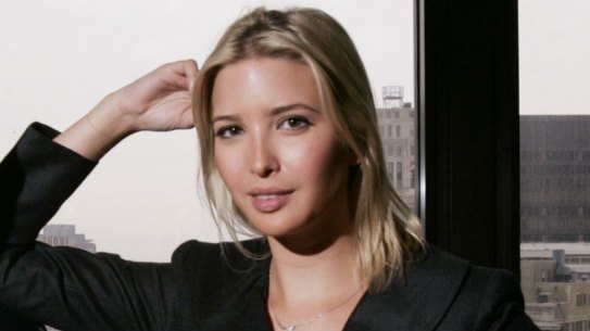 Donald Trump Jr., and his sister Ivanka Trump pose inside the Chicago offices of their father Donald Trump.