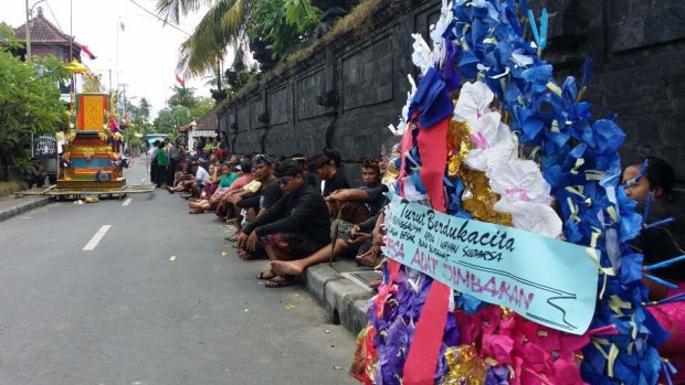 The site of the Hindu cremation ceremony for slain Bali police officer Wayan Sudarsa.  