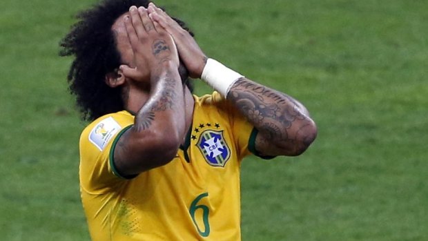 Brazil's Marcelo left devastated.