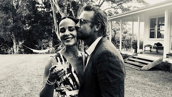Birthday girl Rebecca Rigg with husband Simon Baker.