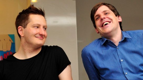 Roozbeh Araghi and his partner Luke Dorsett celebrate their landmark legal win in January 2014.