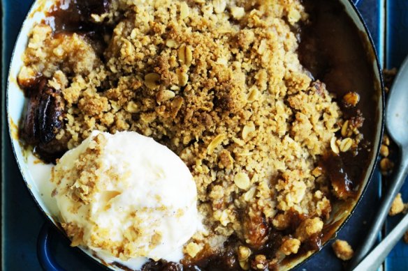 Neil Perry's banana caramel crumble.