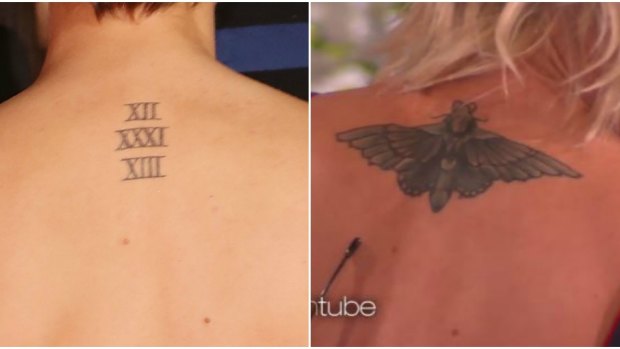 Before and after: Cuoco had her wedding tattoo covered up with a moth.