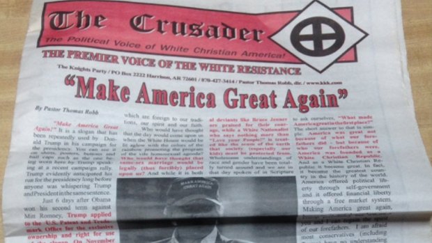 The Crusader, the official newspaper of the Ku Klux Klan, backs Donald Trump.