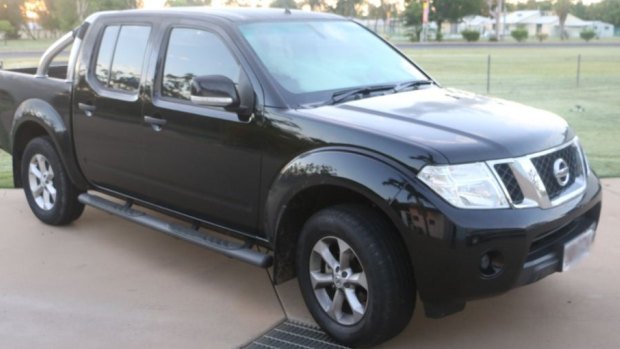 A black Nissan Navara dual-cab ute like the one a woman was thrown from in Middlemount, west of Rockhampton.