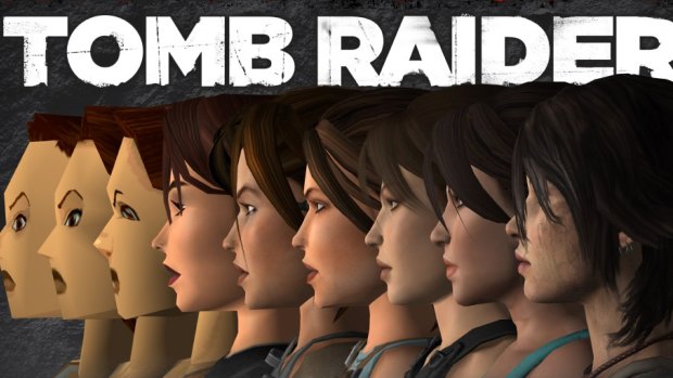 The in-game faces of Lara Croft, from the original in 1996 to the reboot version in 2013.