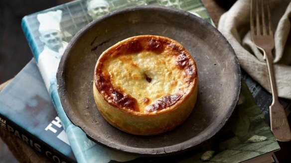 Ryan Broomfield's Blackmore fullblood wagyu pie with roast garlic and onion puree, black pepper, cinnamon and Bovril gravy.