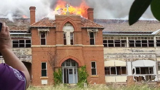 Fire on the roof at St John's Orphanage in Goulburn. 
