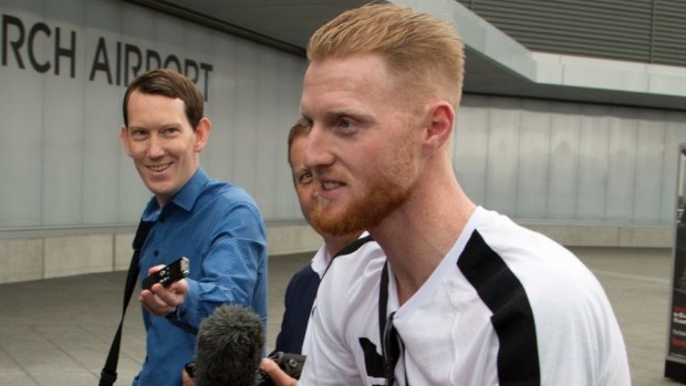 Touchdown: Ben Stokes arrives in Christchurch on Wednesday.
