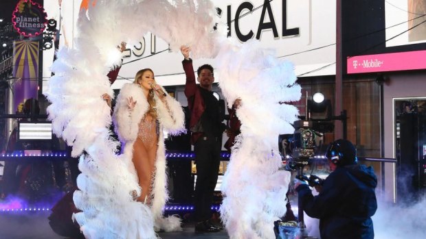 Mariah Carey performs at the New Year's Eve celebration in Times Square.
