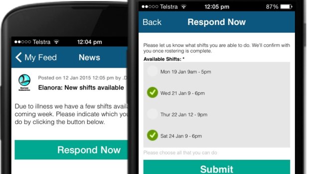 The app provides a simple way for employees to sign up for additional shifts.