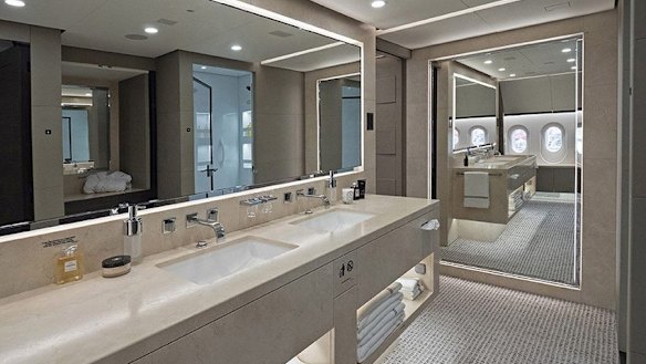 On board the private Boeing Dreamliner, the BBJ 787 VVIP.