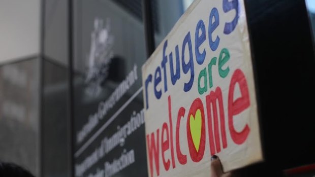 Protesters rally in Brisbane in support of asylum seekers.