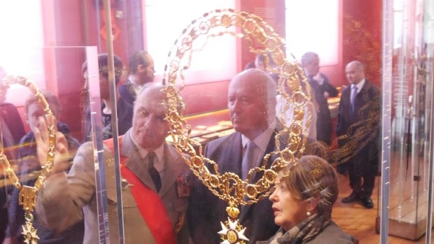 Sir Peter (centre) during a personal tour of the Legion d'Honneur.