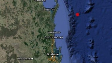 The location of an earthquake that struck off the Queensland coast on Friday morning.