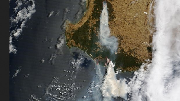 Smoke from WA's bushfires as seen from space.
