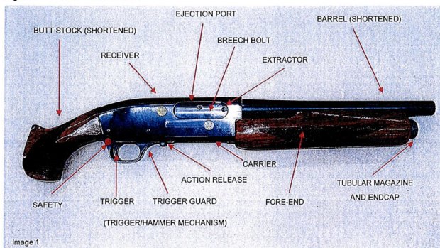 The workings of the modified shotgun used in the Lindt siege inquest.