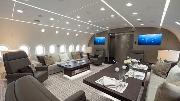 On board the private Boeing Dreamliner, the BBJ 787 VVIP.