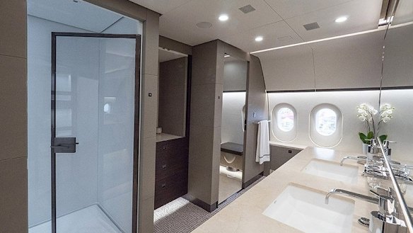 On board the private Boeing Dreamliner, the BBJ 787 VVIP.