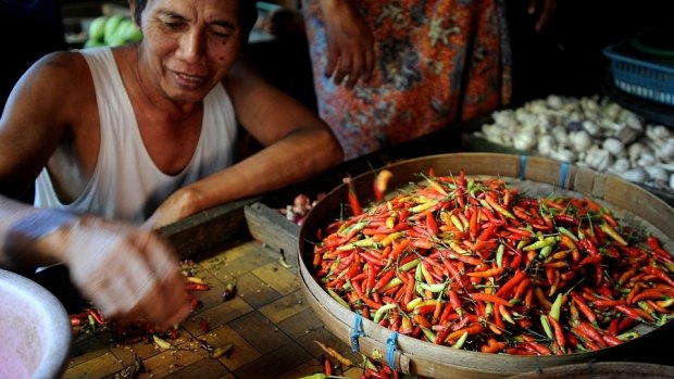Red chilis, a feature in nearly every savoury Indonesian dish, have shot up over the last two weeks.