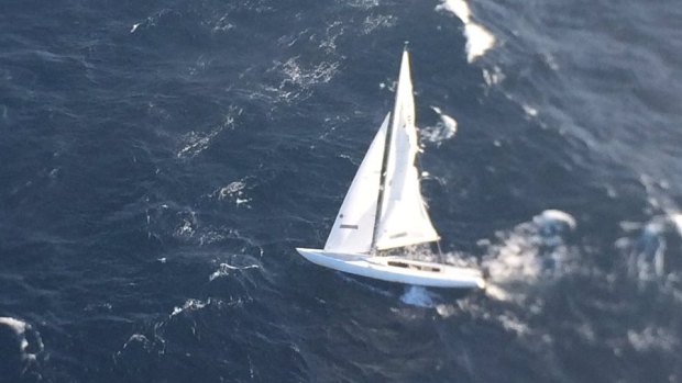 The Westpac Life Saver Rescue Helicopter crew took this photo of the abandoned yacht off the Sydney coast.