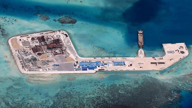 Chinese development at Hughes Reef in the disputed Spratly Islands chain in the South China Sea.