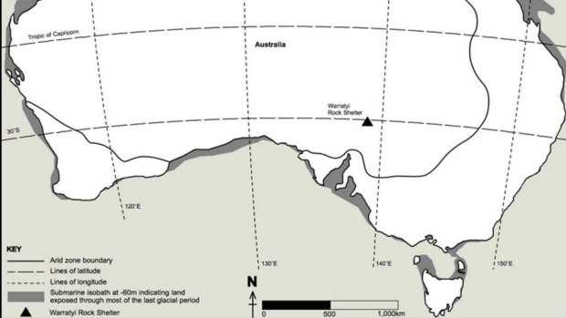 Location of the Warratyi rock shelter in the Flinders Ranges.