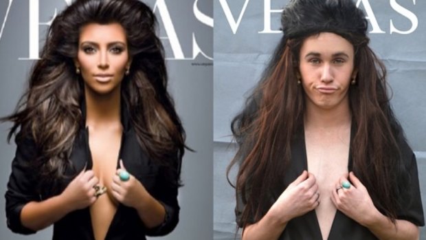 Liam Martin takes on Kim Kardashian in a picture from his Instagram page.