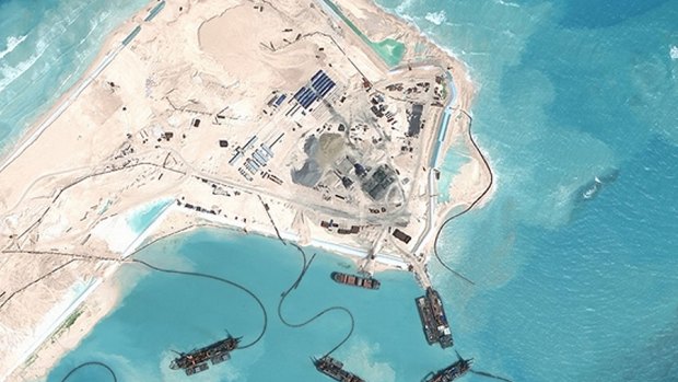 Chinese development at Fiery Cross Reef  in the South China Sea.