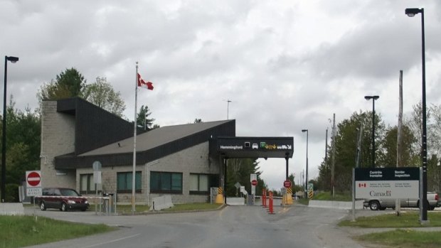 The Canadian border inspection station at Hemmingford, Quebec.
