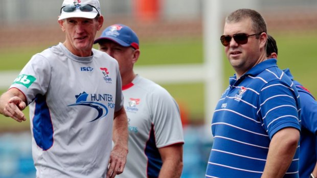 Mining magnate Nathan Tinkler  with Knights coach Wayne Bennett.
