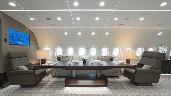 On board the private Boeing Dreamliner, the BBJ 787 VVIP.