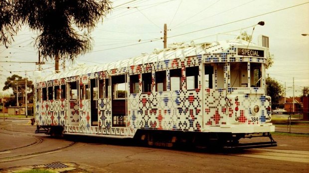 Howard Arkley's art tram in service.
