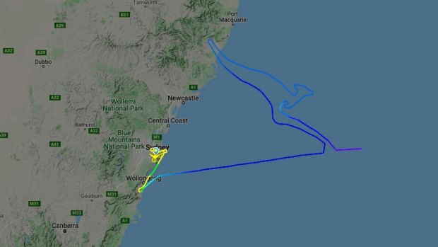 The final Qantas 747's flight path traced the shape of the Flying Kangaroo logo over the Pacific.