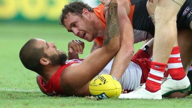 Spiteful encounter: If the exchange between Shane Mumford and Lance Franklin crossed a line last year, we all need to understand where that line is.