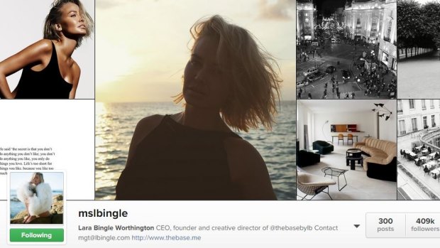 Sunny: Lara Bingle's new look Instagram account.