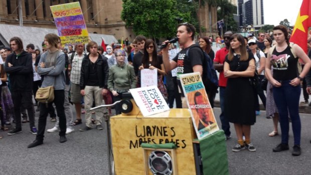 Protesters march against the budget in Brisbane's March for May.