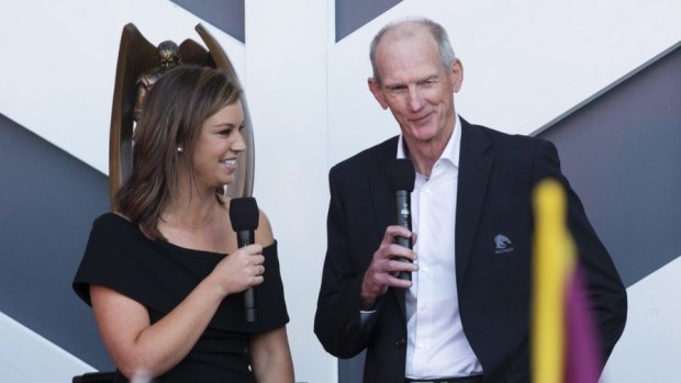 Proud of her family: Yvonne Sampson with Broncos coach Wayne Bennett.