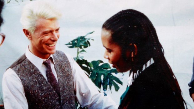 David Bowie and dancer Joelene King, who featured in his <em>Let's Dance</em> video.
