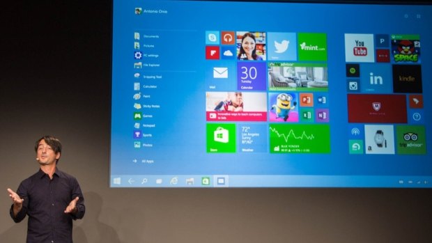 Microsoft's Joe Belifore shows off the first preview of Windows 10 in San Francisco.