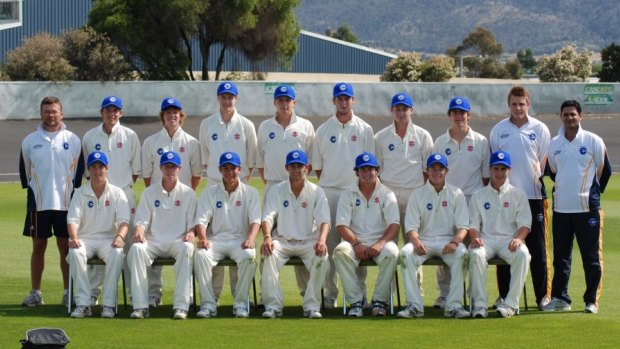 Nathan Lyon, front and centre, captains the ACT under-19s team.