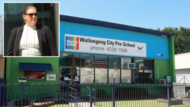 Michelle Haley (inset) and the Big Fat Smile's Wollongong City Community Pre-School.