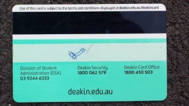 Jared Hyams' Deakin University student card.