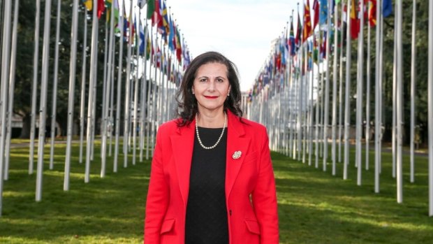 Senator Concetta Fierravanti-Wells speaking in Geneva, as Australia lobbies for a seat at the UN Human Rights Council.
