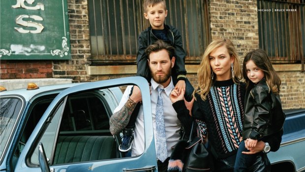 Karlie Kloss, 23, is portrayed as a young mother in Versace's controversial "Chicago" fall campaign.