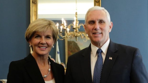 Julie Bishop and the US Vice-President Mike Pence in Washington this week.