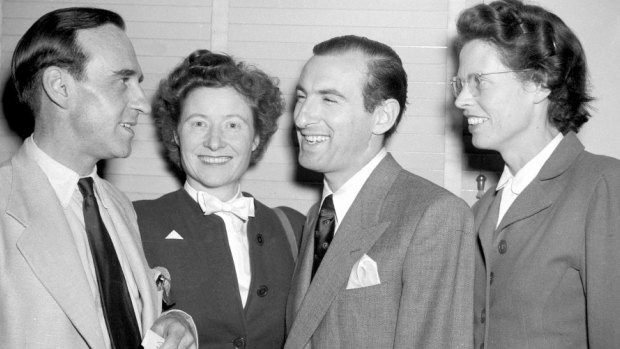 The Robert Masters Quartet at Broadcast House, Sydney, in 1950. Left to right, Robert Masters, Nannie Jamieson, Kinloch Anderson and Muriel Taylor. 