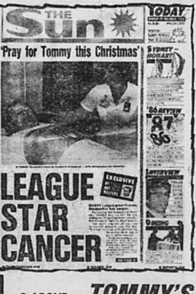 Not the first time: A newspaper clipping from The Sun in March 1987 revealed Tommy Raudonikis' first cancer battle.